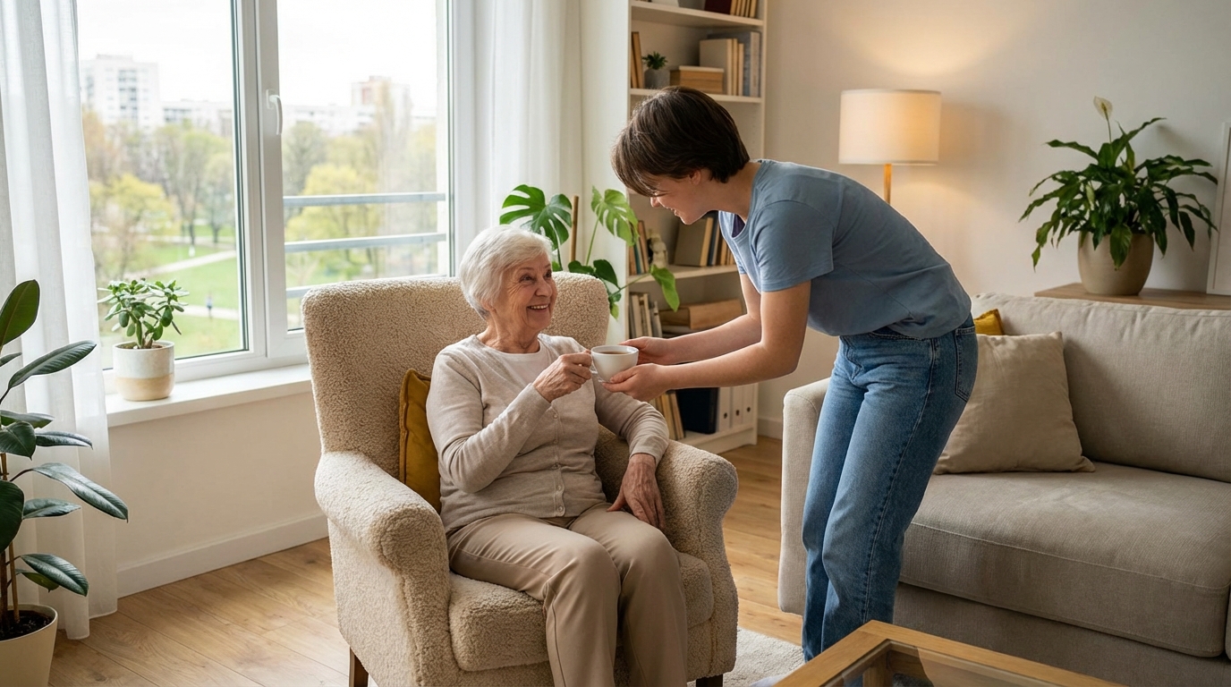 Como garantir o bem-estar da minha mãe no apartamento?