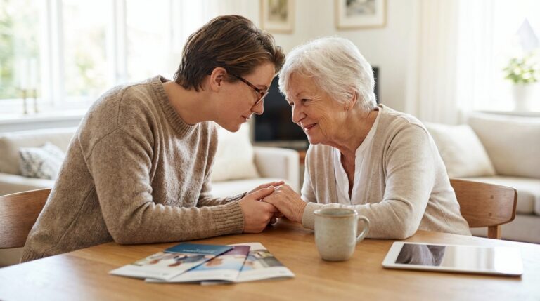 Conversando com o idoso sobre apoio e segurança.