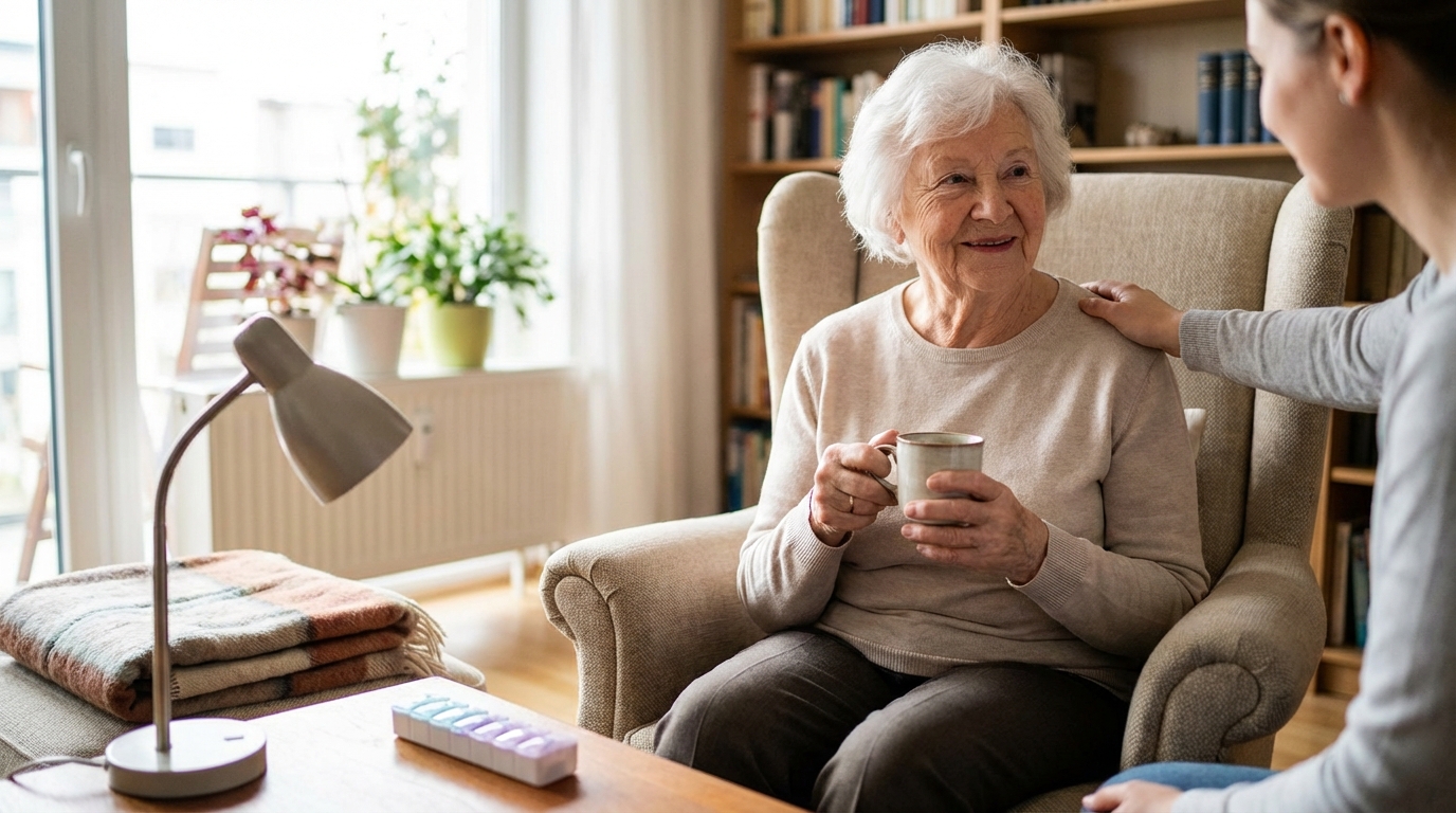 Minha mãe idosa no apartamento: cuidados essenciais