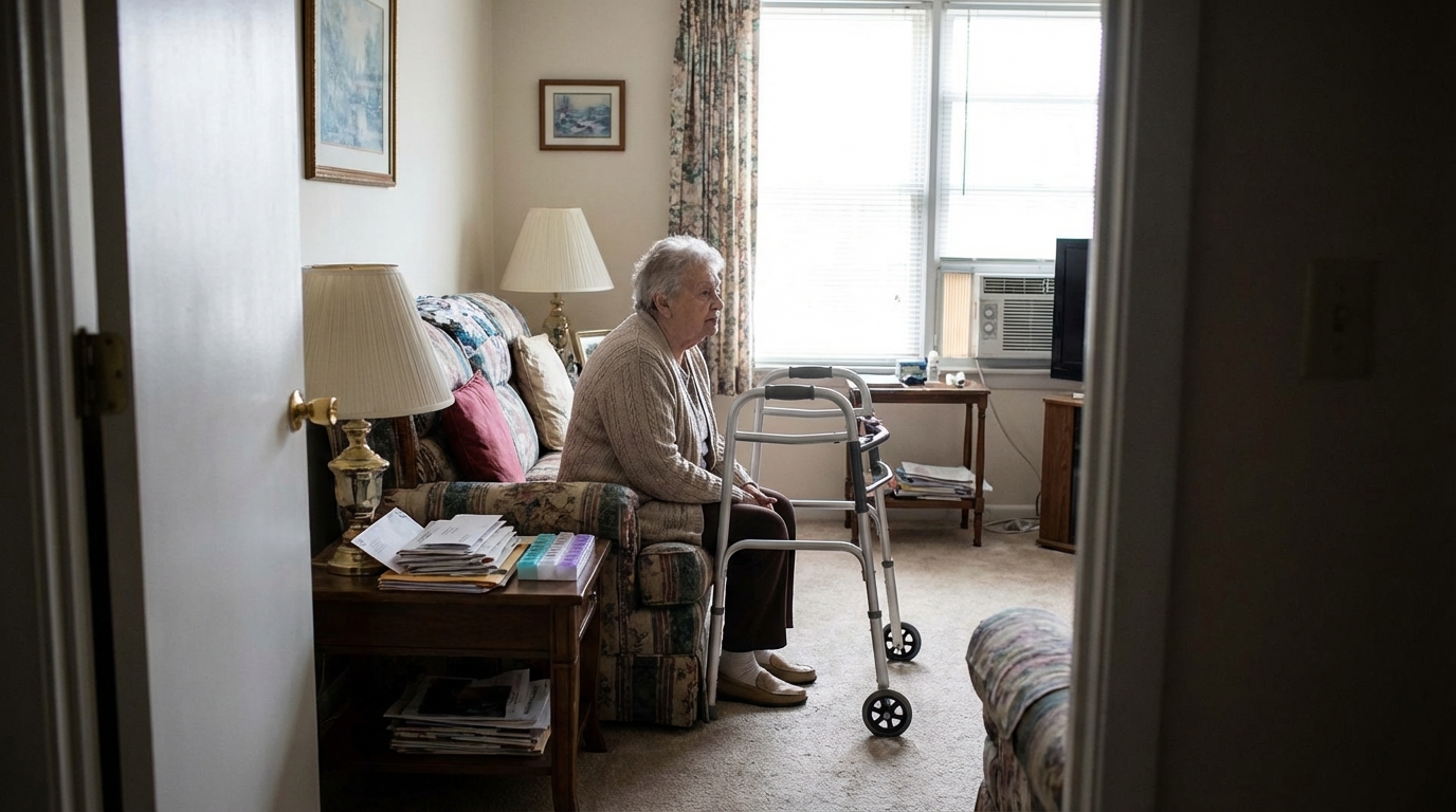 Quando o idoso mora sozinho em apartamento: sinais que a família não pode ignorar