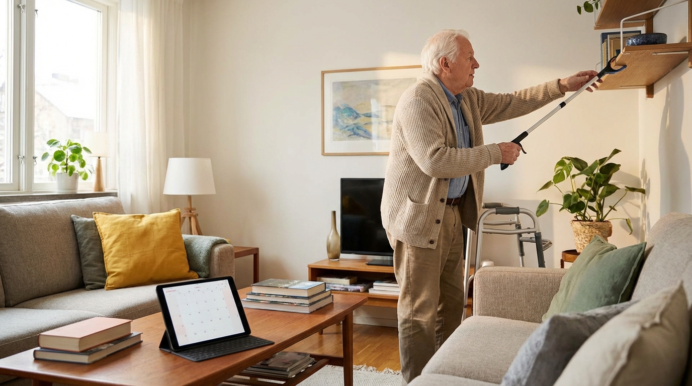 Rotina de um idoso em apartamento: desafios e soluções.