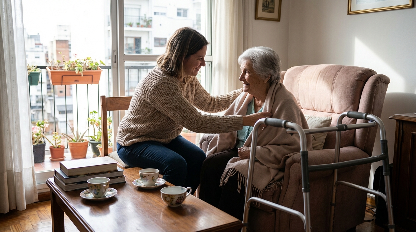 Vida no apartamento: desafios de cuidar da minha mãe idosa