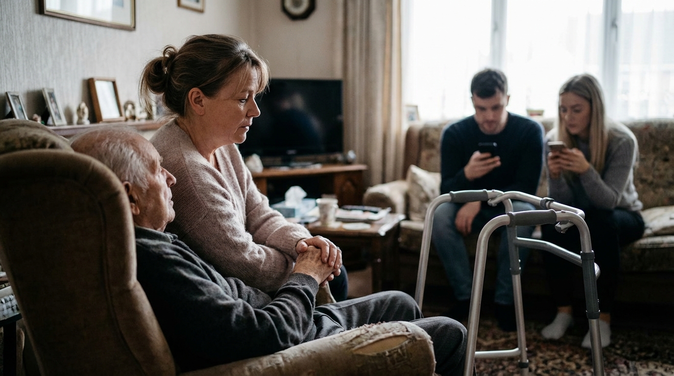 "Cuidar sozinha do meu pai enquanto meus irmãos não ajudam."