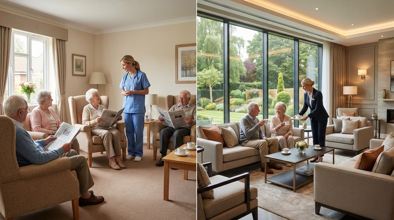 Diferença entre casa de repouso comum e alto padrão?