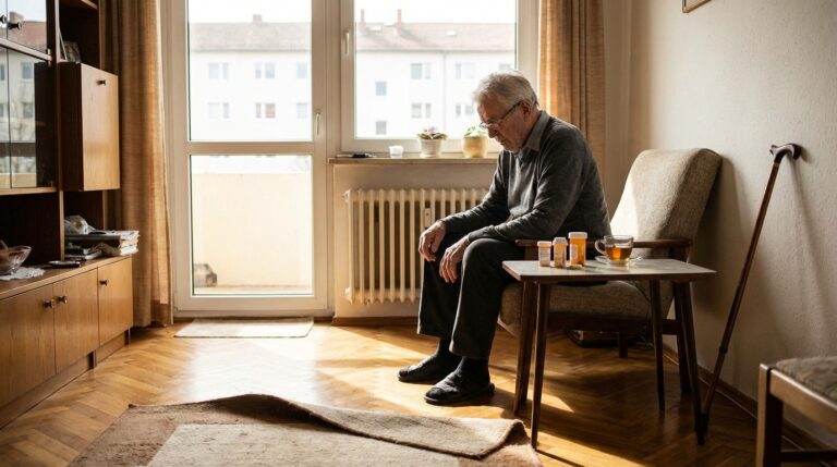 Idoso sozinho em apartamento: riscos silenciosos.