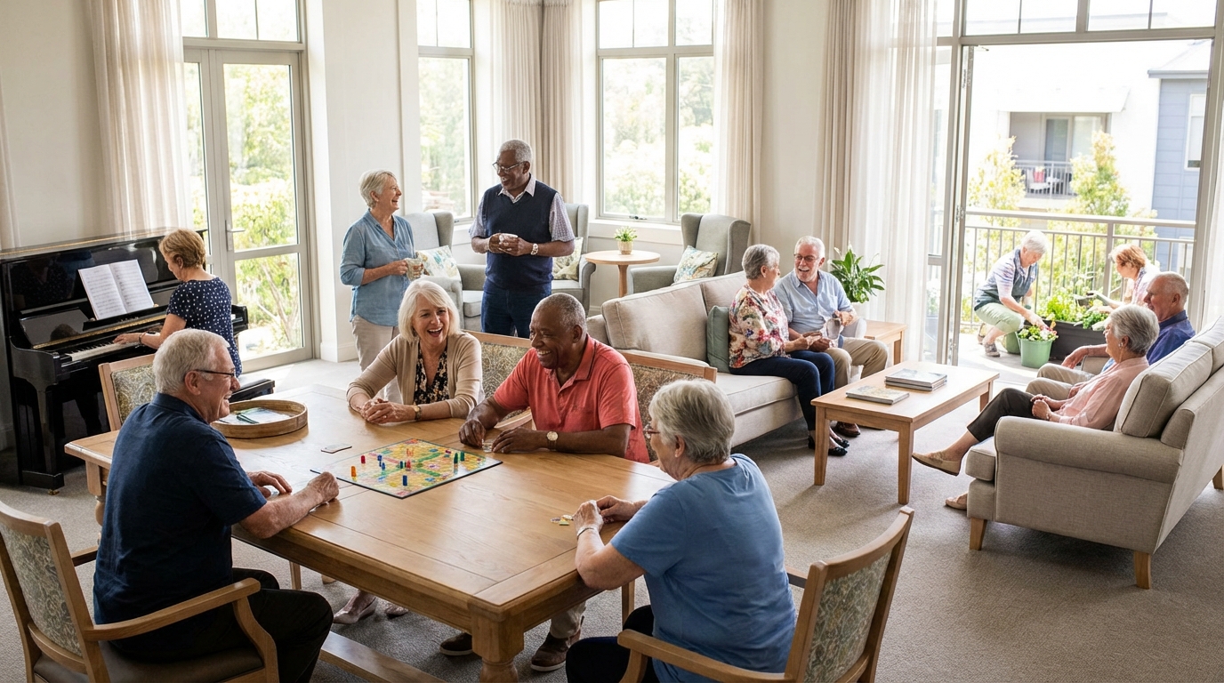 Vida Social Ativa para Idosos: Como o Residencial Sênior Combate a Solidão e Promove a Alegria (Visite-nos!)
